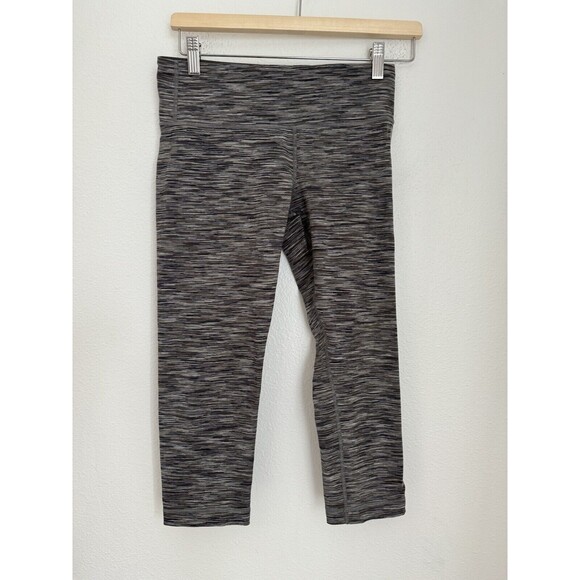 Lululemon Wunder Under Capri Womens 6 Black Space Dye Mid Rise Pull On Pants - Picture 1 of 9